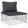 vidaXL Salon de jardin avec coussins 9 pcs blanc acier
