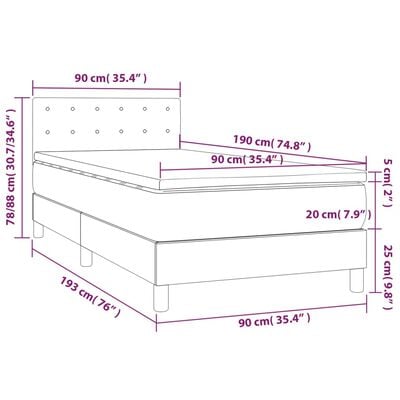 vidaXL Sommier à lattes de lit avec matelas Noir 90x190 cm Velours