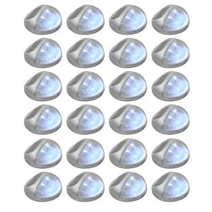 vidaXL Lampes solaires murales &agrave; LED d'ext&eacute;rieur 24 pcs Rond Argent&eacute;