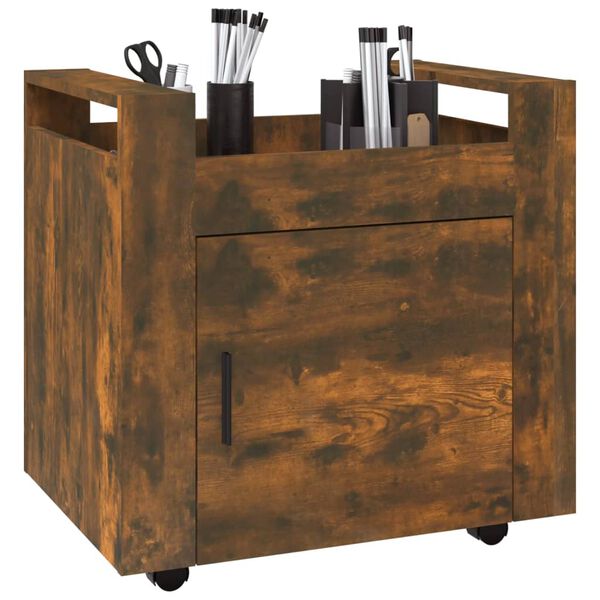 vidaXL Chariot de bureau Chêne fumé 60x45x60 cm Bois d'ingénierie