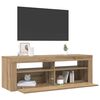 vidaXL Meuble TV avec lumi&egrave;res LED ch&ecirc;ne artisanal bois d'ing&eacute;nierie