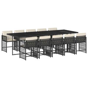 vidaXL Ensemble &agrave; manger de jardin 11 pcs coussins noir r&eacute;sine tress&eacute;e