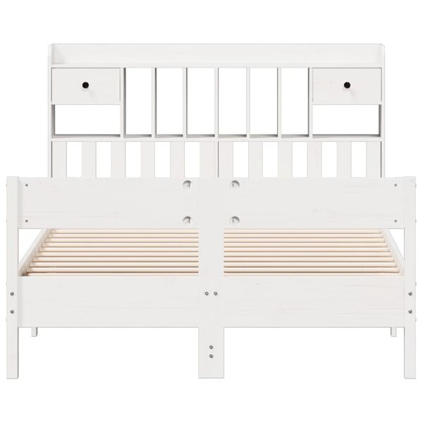vidaXL Lit biblioth&egrave;que sans matelas blanc 140x190 cm bois pin massif