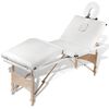 vidaXL Table de massage pliable Blanc cr&egrave;me 4 zones avec cadre en bois