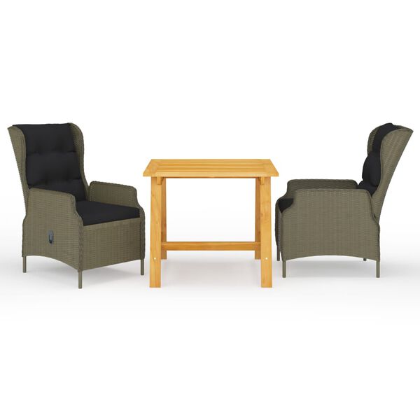 vidaXL Ensemble &agrave; manger de jardin 3 pcs Marron