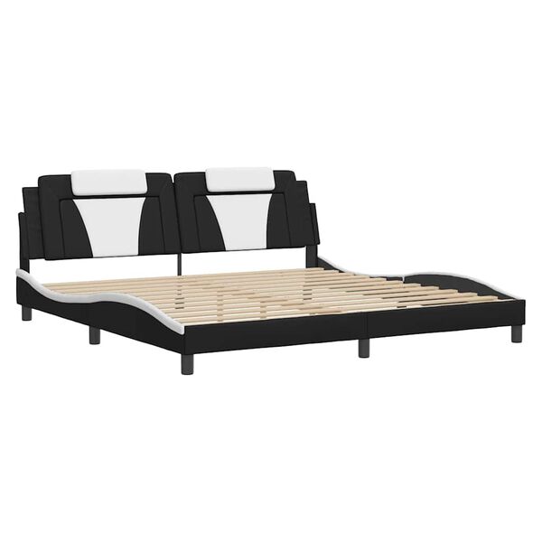 vidaXL Cadre de lit Viana sans matelas noir et blanc 200x200 cm similicuir