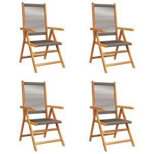 vidaXL Chaises inclinables de jardin lot de 4 gris bois massif acacia