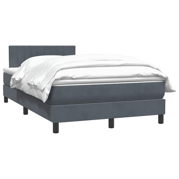 vidaXL Sommier &agrave; lattes de lit et matelas gris fonc&eacute; 120x210cm velours