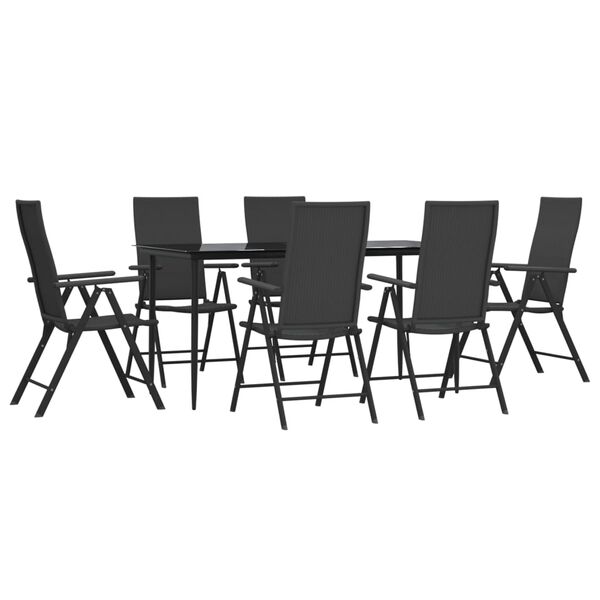 vidaXL Ensemble à manger de jardin 7 pcs Noir Résine tressée