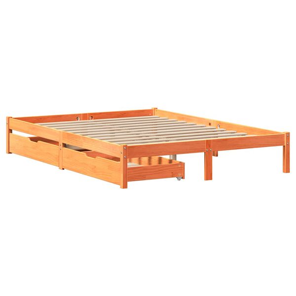 vidaXL Cadre de lit sans matelas cire marron 120x200cm bois pin massif