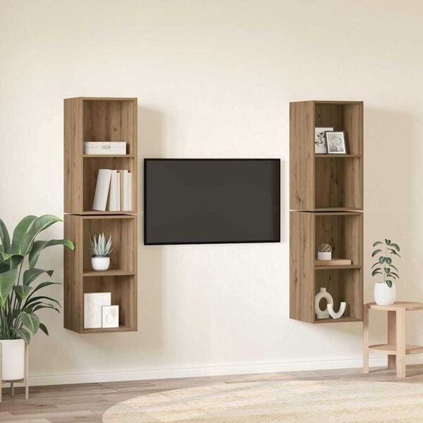 vidaXL Ensemble meuble TV 4 pcs Ch&ecirc;ne artisanal 37 x 37 x 72 cm