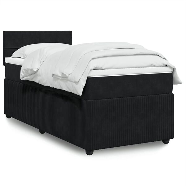 vidaXL Sommier &agrave; lattes de lit avec matelas Noir 90x200 cm Velours