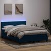 vidaXL Sommier &agrave; lattes de lit et matelas et LED bleu fonc&eacute; 140x220cm velours