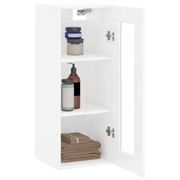 vidaXL Armoire murale blanc brillant 34,5x34x90 cm