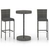 vidaXL Ensemble de bar de jardin 3 pcs et coussins R&eacute;sine tress&eacute;e Gris