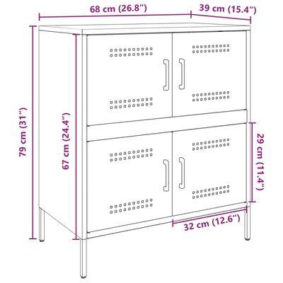 vidaXL Buffet rose 68x39x79 cm acier