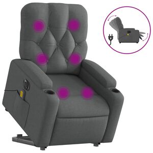 vidaXL Fauteuil inclinable de massage &eacute;lectrique Gris fonc&eacute; Tissu
