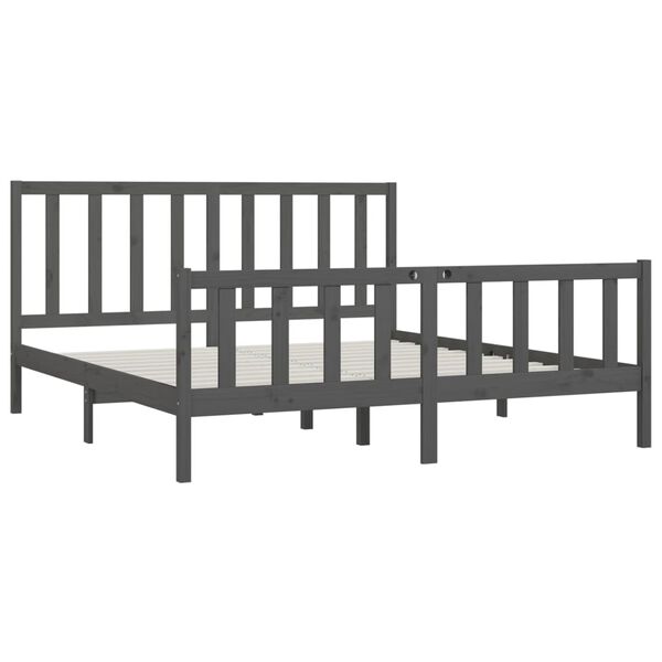 vidaXL Cadre de lit sans matelas gris 200x200 cm bois massif