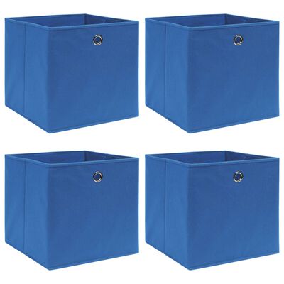 vidaXL Boîtes de rangement 4 pcs Bleu 32x32x32 cm Tissu