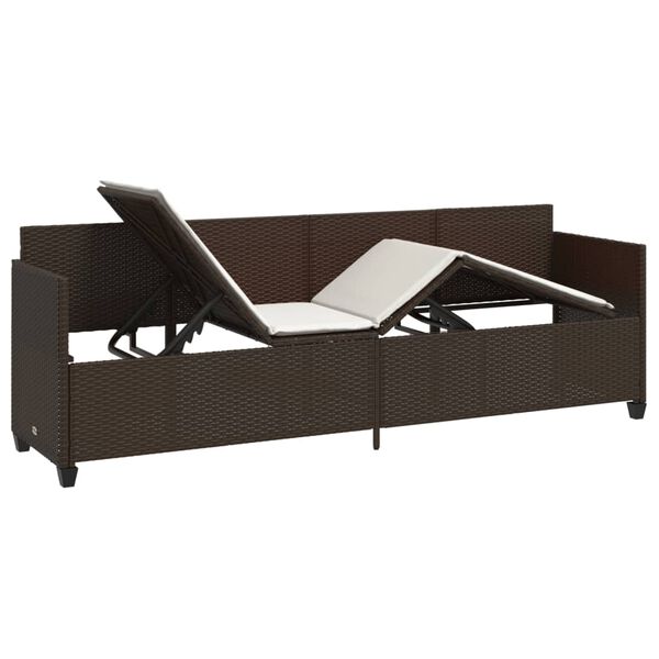 vidaXL Chaise longue avec coussins marron résine tressée