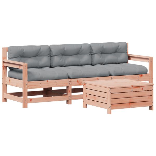 vidaXL Salon de jardin 4 pcs avec coussins bois massif douglas