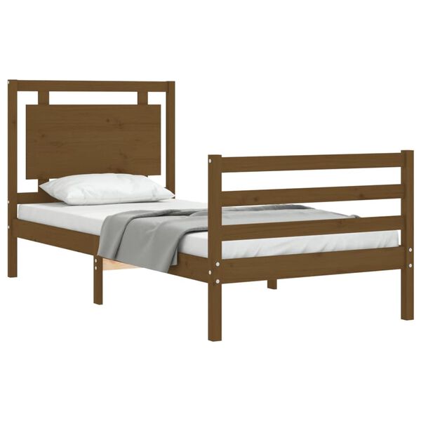 vidaXL Cadre de lit sans matelas marron miel bois massif