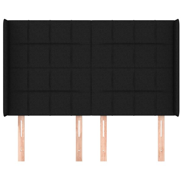 vidaXL T&ecirc;te de lit avec oreilles Noir 147x16x118/128 cm Tissu