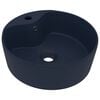 vidaXL Lavabo de luxe avec trop-plein Bleu fonc&eacute; mat 36x13cm C&eacute;ramique