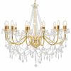 vidaXL Lustre avec perles Dor&eacute; 12 ampoules E14