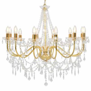 vidaXL Lustre avec perles Dor&eacute; 12 ampoules E14