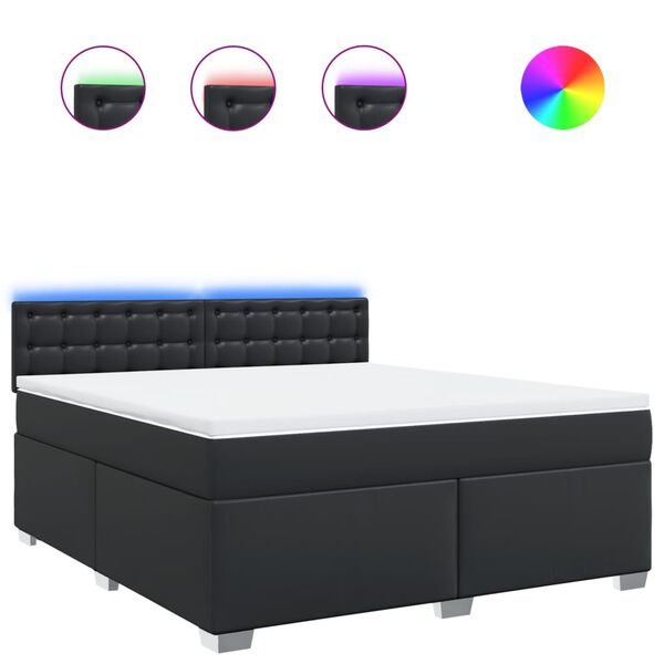 vidaXL Sommier &agrave; lattes de lit avec matelas Noir 180x200 cm Similicuir