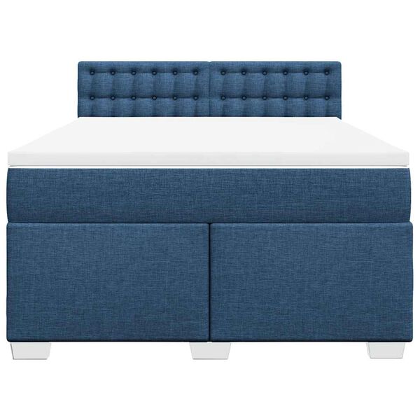 vidaXL Sommier &agrave; lattes de lit avec matelas Bleu 140x190 cm Tissu