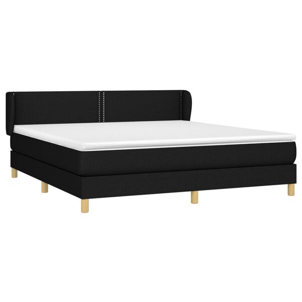vidaXL Sommier &agrave; lattes de lit avec matelas Noir 180x200 cm Tissu