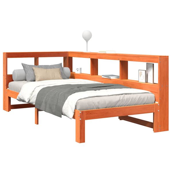 vidaXL Lit biblioth&egrave;que sans matelas cire marron 100x200 cm pin massif