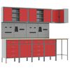 vidaXL Ensemble de placards de travail 12 pi&egrave;ces Rouge et Gris