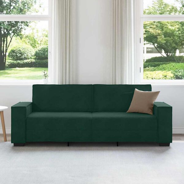 vidaXL Canap&eacute; &agrave; 3 places Vert fonc&eacute; 220x78x84 cm Velours