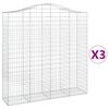 vidaXL Paniers &agrave; gabions arqu&eacute;s 3 pcs 200x50x200/220 cm Fer galvanis&eacute;