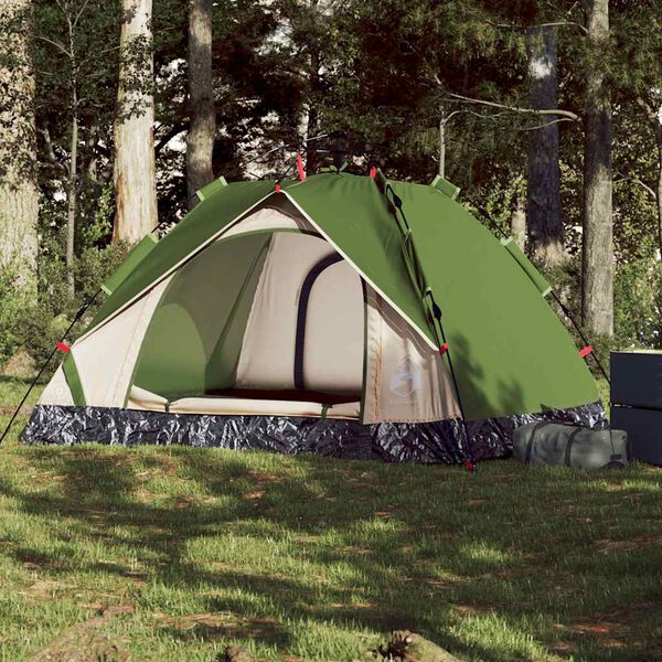 vidaXL Tente de camping à dôme 3 personnes vert libération rapide