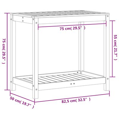 vidaXL Table de rempotage et étagère 82,5x50x75 cm bois massif douglas