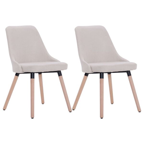 vidaXL Chaises &agrave; manger lot de 2 cr&egrave;me tissu