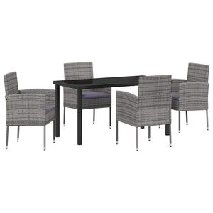 vidaXL Ensemble de salle &agrave; manger pour jardin 5 pcs Gris polyrotin