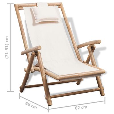 vidaXL Chaise de terrasse d'extérieur Bambou