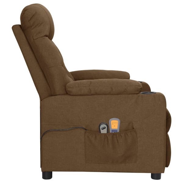 vidaXL Fauteuil &eacute;lectrique de massage Marron Tissu