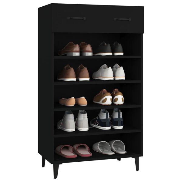 vidaXL Armoire &agrave; chaussures Noir 60x35x105 cm Bois d'ing&eacute;nierie