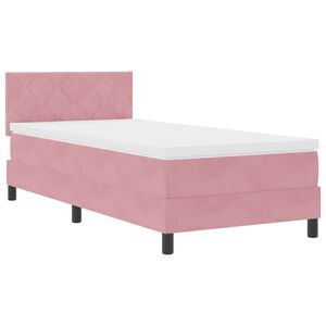 vidaXL Lit &agrave; ressort LED avec matelas Rose 100 x 200 cm Velours