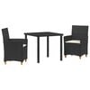 vidaXL Ensemble de salle &agrave; manger pour jardin 3 pc Noir polyrotin