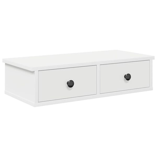 vidaXL &Eacute;tag&egrave;re murale avec tiroirs blanc 60x28x15 cm bois d'ing&eacute;nierie