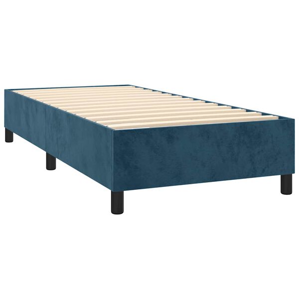 vidaXL Sommier &agrave; lattes de lit et matelas Bleu fonc&eacute; 80x200 cm Velours