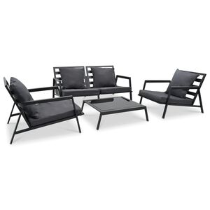 vidaXL Salon de jardin 4 pcs avec coussins Aluminium Gris fonc&eacute;
