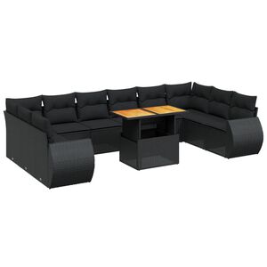 vidaXL Salon de jardin 11 pcs avec coussins noir r&eacute;sine tress&eacute;e